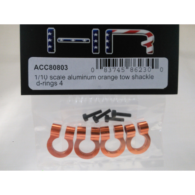 Hot Racing ACC80803 1:10 Scale Aluminum Orange Tow Shackle D